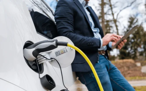 EV charger with a man